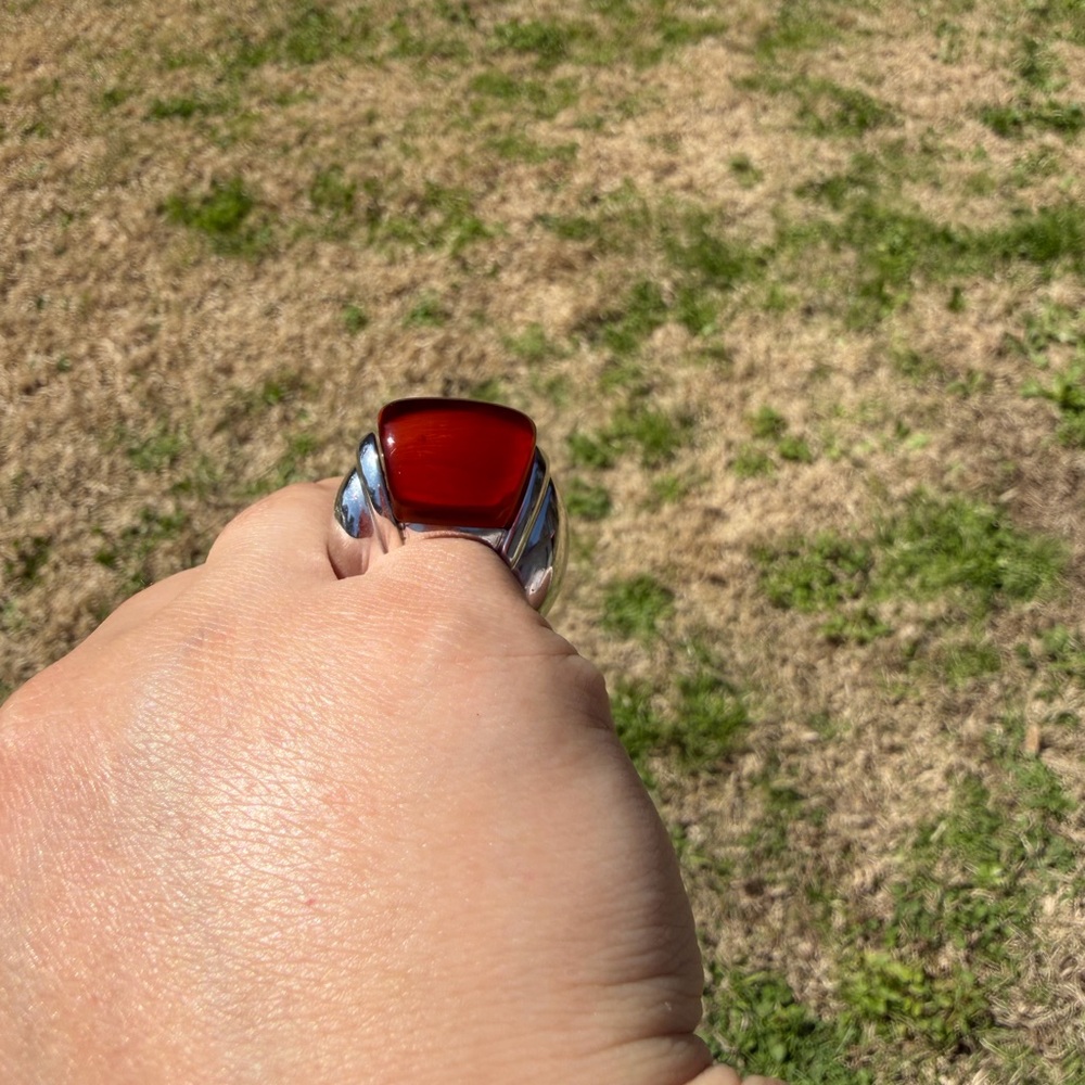 14k Gold Electroplated Red Statement Ring - image 2